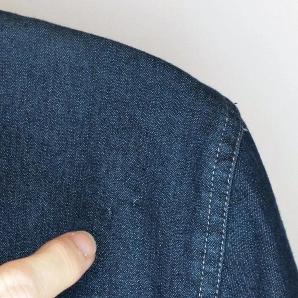 Focus 2000 Vintage Denim Jacket 10 Dark Wash Embroidered Sequin Collar Y2K